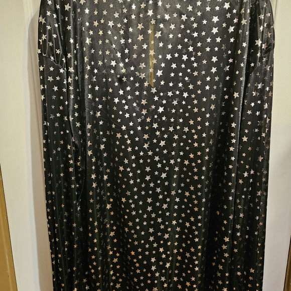Black Collared Metallic Silver Stars Blouse, size XXL - Picture 4 of 6